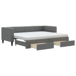 vidaXL Pat de zi cu extensie și sertare, gri închis, 80x200 cm textil