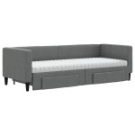 vidaXL Pat de zi cu extensie și sertare, gri închis, 80x200 cm textil