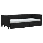 vidaXL Pat de zi cu extensie și sertare, negru, 80x200 cm, textil