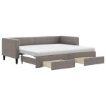 vidaXL Pat de zi cu extensie și sertare, gri taupe, 80x200 cm, textil