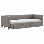 vidaXL Pat de zi cu extensie și sertare, gri taupe, 80x200 cm, textil