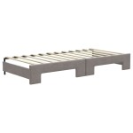 vidaXL Pat de zi cu extensie și sertare, gri taupe, 100x200 cm, textil