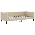 vidaXL Pat de zi cu extensie și sertare, crem, 100x200 cm, textil