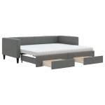 vidaXL Pat de zi cu extensie și sertare, gri închis, 90x190cm, textil