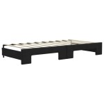 vidaXL Pat de zi cu extensie și sertare, negru, 90x190cm, textil