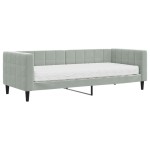 vidaXL Pat de zi cu saltea, gri deschis, 80x200 cm, catifea