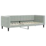 vidaXL Pat de zi cu saltea, gri deschis, 90x200 cm, catifea