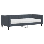 vidaXL Pat de zi cu saltea, gri închis, 90x200 cm, catifea