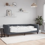 vidaXL Pat de zi cu saltea, gri închis, 90x200 cm, catifea