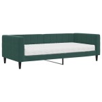 vidaXL Pat de zi cu saltea, verde închis, 90x200 cm, catifea