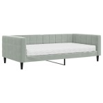 vidaXL Pat de zi cu saltea, gri deschis, 100x200 cm, catifea