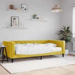 vidaXL Pat de zi cu saltea, galben, 100x200 cm, catifea