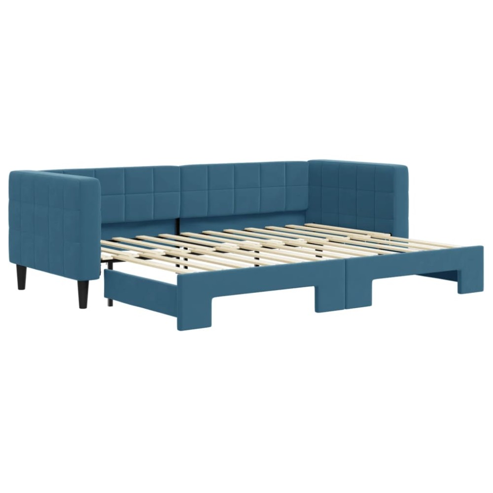 vidaXL Pat de zi cu extensie, albastru, 80x200 cm, catifea