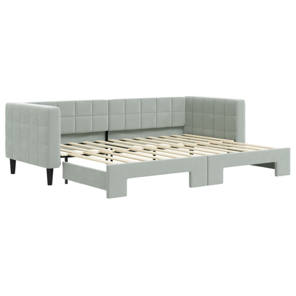 vidaXL Pat de zi cu extensie, gri deschis, 80x200 cm, catifea