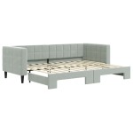vidaXL Pat de zi cu extensie, gri deschis, 80x200 cm, catifea vidaXL Pat de zi cu extensie, gri deschis, 80x200 cm, catifea