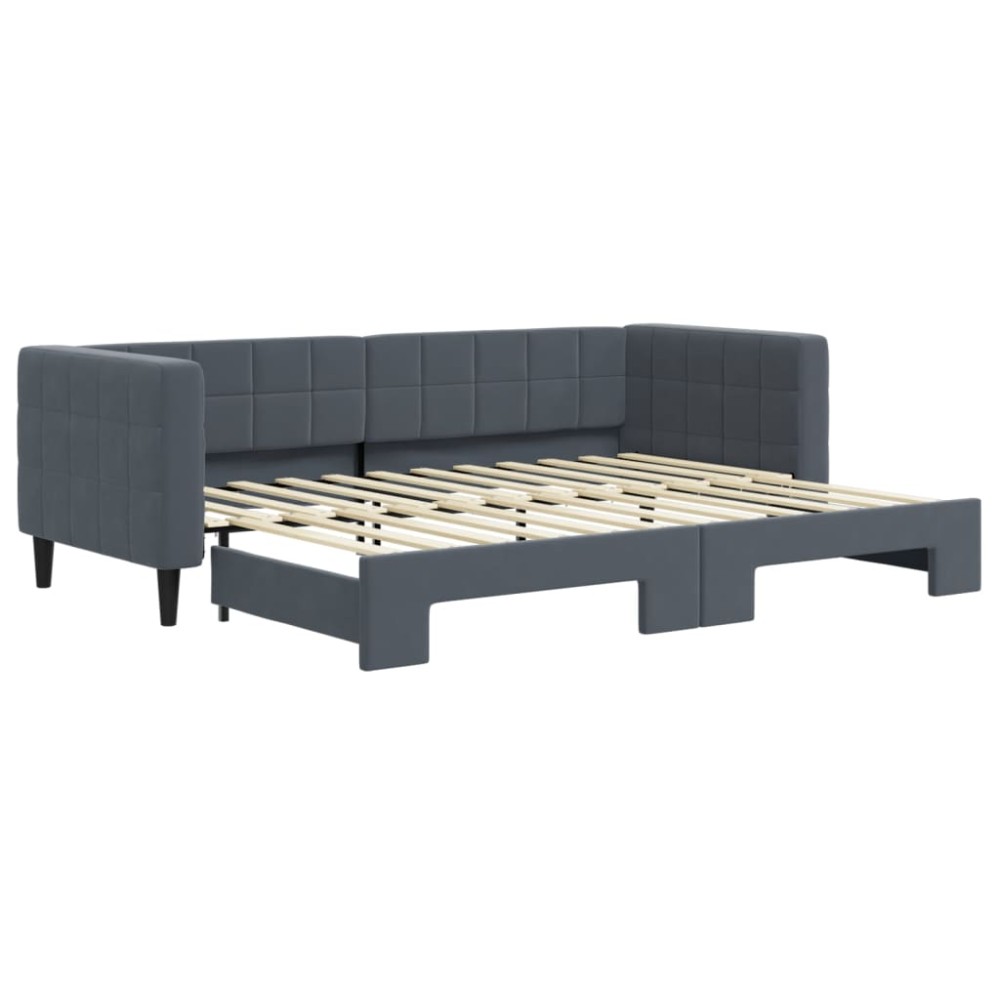 vidaXL Pat de zi cu extensie, gri închis, 80x200 cm, catifea