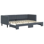vidaXL Pat de zi cu extensie, gri închis, 80x200 cm, catifea vidaXL Pat de zi cu extensie, gri închis, 80x200 cm, catifea