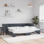 vidaXL Pat de zi cu extensie, gri închis, 80x200 cm, catifea vidaXL Pat de zi cu extensie, gri închis, 80x200 cm, catifea