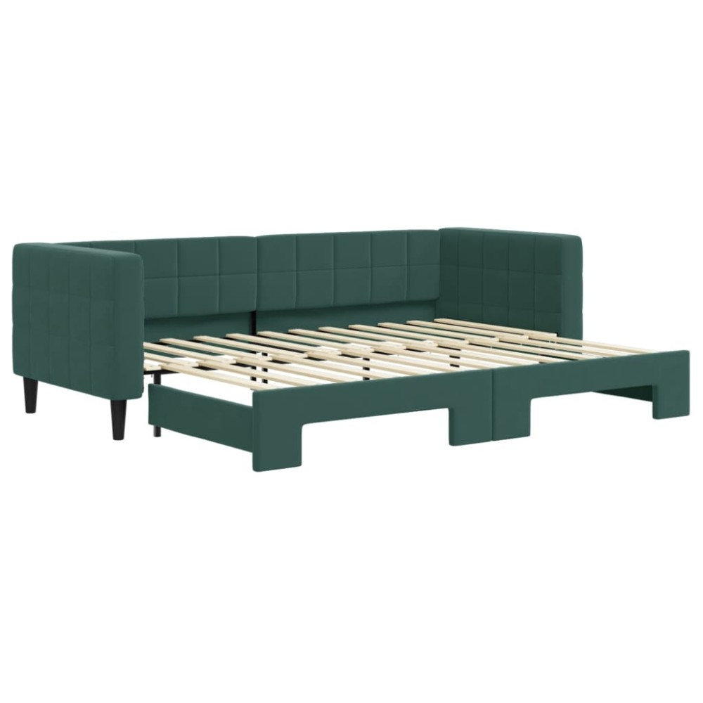 vidaXL Pat de zi cu extensie, verde închis, 80x200 cm, catifea