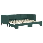 vidaXL Pat de zi cu extensie, verde închis, 80x200 cm, catifea