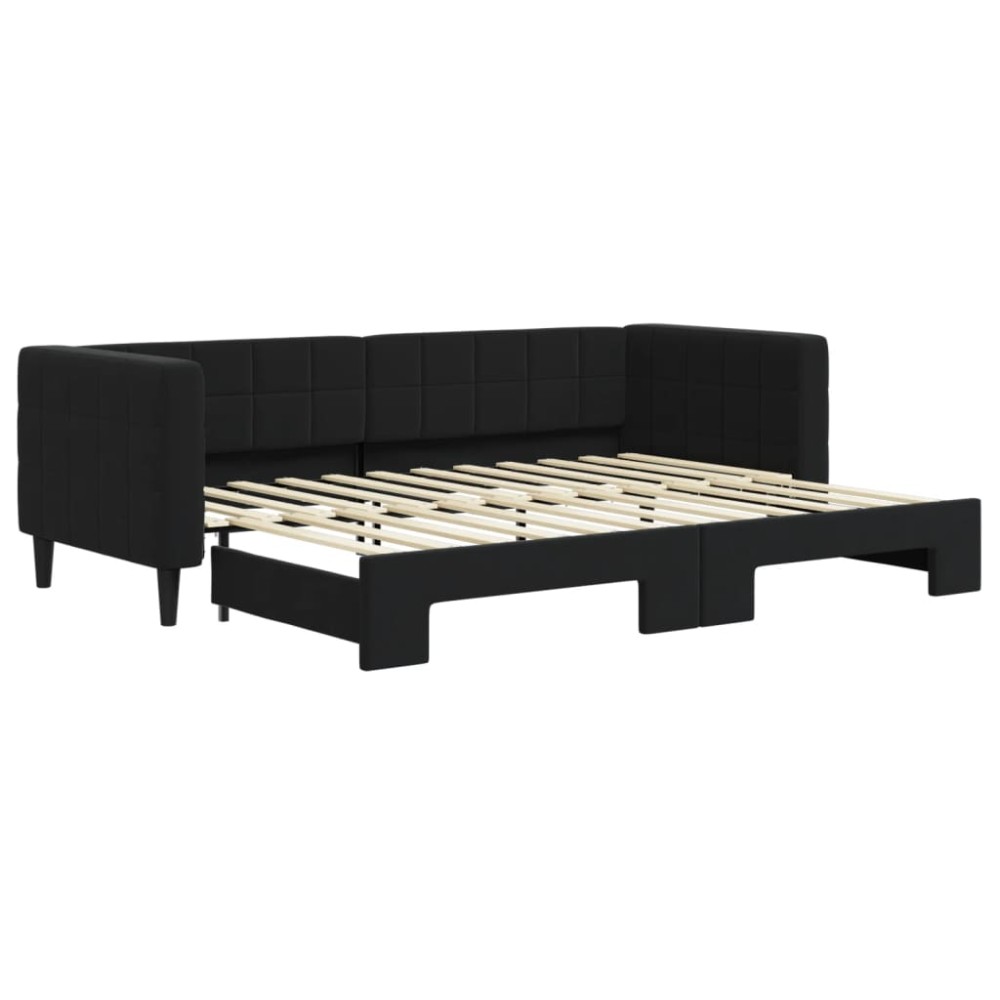 vidaXL Pat de zi cu extensie, negru, 80x200 cm, catifea