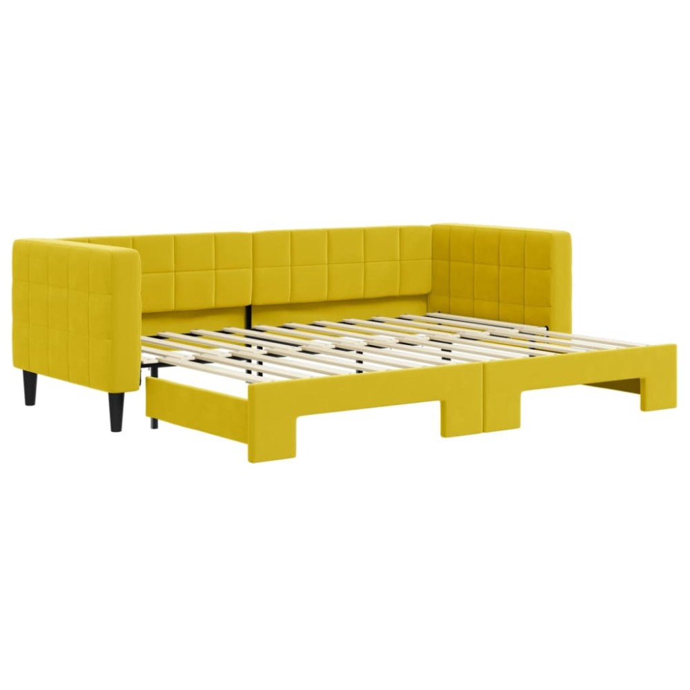vidaXL Pat de zi cu extensie, galben, 80x200 cm, catifea