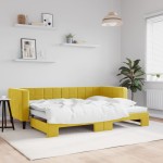 vidaXL Pat de zi cu extensie, galben, 80x200 cm, catifea vidaXL Pat de zi cu extensie, galben, 80x200 cm, catifea
