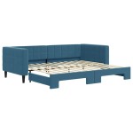 vidaXL Pat de zi cu extensie, albastru, 90x200 cm, catifea vidaXL Pat de zi cu extensie, albastru, 90x200 cm, catifea