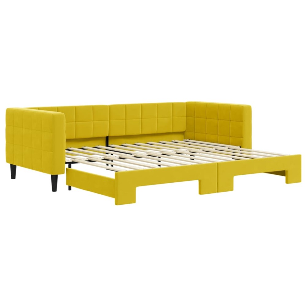 vidaXL Pat de zi cu extensie, galben, 90x200 cm, catifea