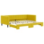 vidaXL Pat de zi cu extensie, galben, 90x200 cm, catifea vidaXL Pat de zi cu extensie, galben, 90x200 cm, catifea