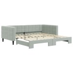 vidaXL Pat de zi cu extensie, gri deschis, 100x200 cm, catifea vidaXL Pat de zi cu extensie, gri deschis, 100x200 cm, catifea