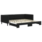vidaXL Pat de zi cu extensie, negru, 100x200 cm, catifea