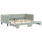 vidaXL Pat de zi cu extensie, gri deschis, 90x190 cm, catifea vidaXL Pat de zi cu extensie, gri deschis, 90x190 cm, catifea