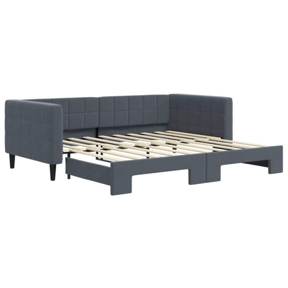 vidaXL Pat de zi cu extensie, gri închis, 90x190 cm, catifea