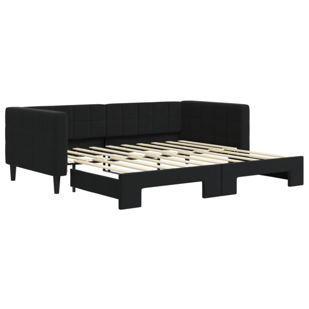 vidaXL Pat de zi cu extensie, negru, 90x190 cm, catifea