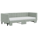 vidaXL Pat de zi cu extensie și saltele, gri deschis 80x200 cm catifea vidaXL Pat de zi cu extensie și saltele, gri deschis 80x200 cm catifea