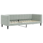 vidaXL Pat de zi cu extensie și saltele, gri deschis 80x200 cm catifea vidaXL Pat de zi cu extensie și saltele, gri deschis 80x200 cm catifea