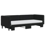 vidaXL Pat de zi cu extensie și saltea, negru, 80x200 cm, catifea vidaXL Pat de zi cu extensie și saltea, negru, 80x200 cm, catifea