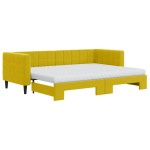 vidaXL Pat de zi cu extensie și saltea, galben, 80x200 cm, catifea vidaXL Pat de zi cu extensie și saltea, galben, 80x200 cm, catifea