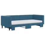 vidaXL Pat de zi cu extensie și saltea, albastru, 90x200 cm, catifea vidaXL Pat de zi cu extensie și saltea, albastru, 90x200 cm, catifea