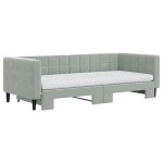 vidaXL Pat de zi cu extensie și saltele, gri deschis 90x200 cm catifea vidaXL Pat de zi cu extensie și saltele, gri deschis 90x200 cm catifea