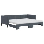 vidaXL Pat de zi cu extensie și saltele, gri închis 90x200 cm catifea vidaXL Pat de zi cu extensie și saltele, gri închis 90x200 cm catifea