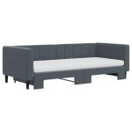 vidaXL Pat de zi cu extensie și saltele, gri închis 90x200 cm catifea vidaXL Pat de zi cu extensie și saltele, gri închis 90x200 cm catifea