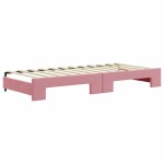vidaXL Pat de zi cu extensie și saltea, roz, 90x200 cm, catifea vidaXL Pat de zi cu extensie și saltea, roz, 90x200 cm, catifea