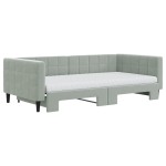 vidaXL Pat de zi cu extensie și saltele gri deschis 100x200 cm catifea vidaXL Pat de zi cu extensie și saltele gri deschis 100x200 cm catifea