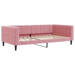 vidaXL Pat de zi cu extensie și saltea, roz, 100x200 cm, catifea vidaXL Pat de zi cu extensie și saltea, roz, 100x200 cm, catifea