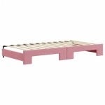 vidaXL Pat de zi cu extensie și saltea, roz, 100x200 cm, catifea vidaXL Pat de zi cu extensie și saltea, roz, 100x200 cm, catifea
