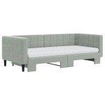 vidaXL Pat de zi cu extensie și saltele, gri deschis 90x190 cm catifea