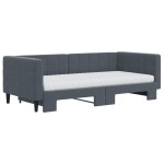 vidaXL Pat de zi cu extensie și saltele, gri închis, 90x190 cm catifea vidaXL Pat de zi cu extensie și saltele, gri închis, 90x190 cm catifea