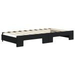 vidaXL Pat de zi cu extensie și saltele, negru, 90x190 cm, catifea